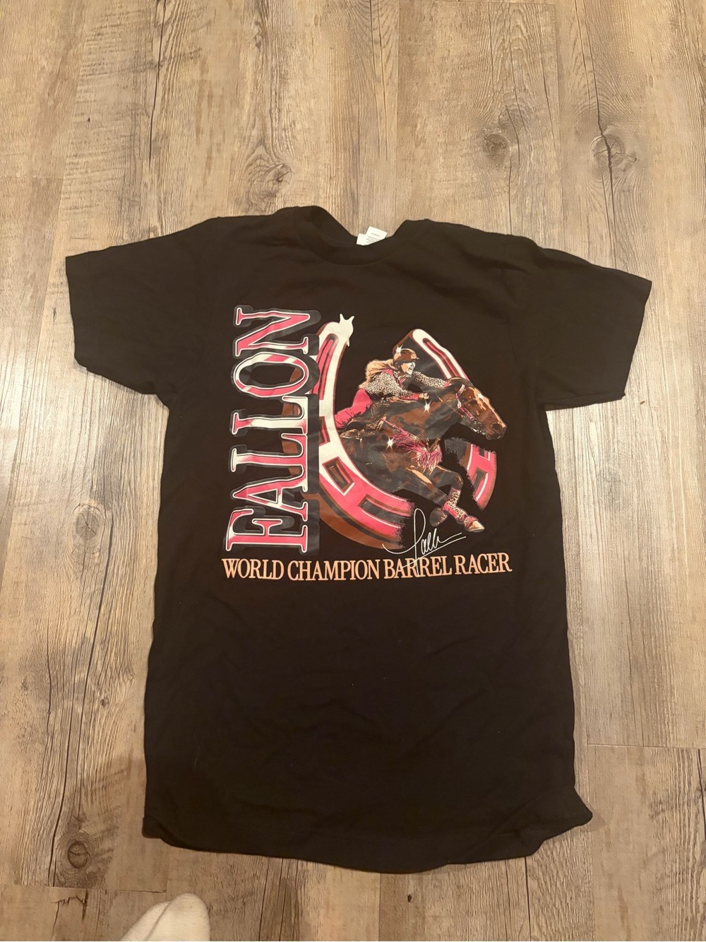 Tultex Black Graphic T-Shirt with White Tag Detail